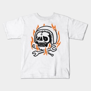 Skull Biker Fire Kids T-Shirt